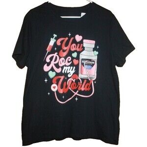 Unisex Graphic Black SS T-Shirt Sz XL You Roc My World Rocuronium Rx  Atleisure